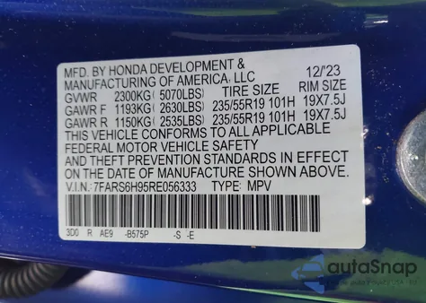 2024 Honda Cr-V Hybrid Sport Touring from USA, damaged, VIN 7FARS6H95RE056333